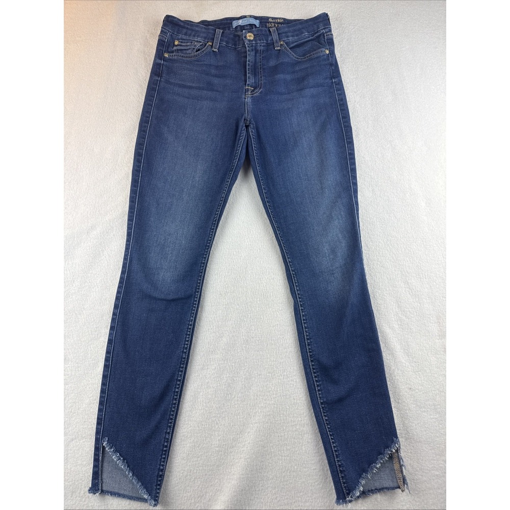 7 For‎ All Mankind Blair The Ankle Skinny Jeans Chewed Hem Denim Women's Size 29